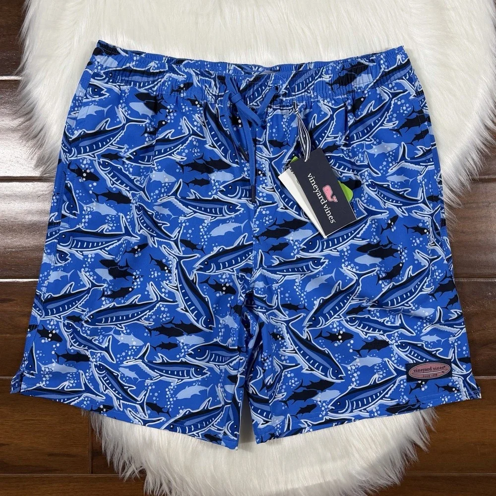 Vineyard Vines Men's Size Small Tide Blue Fishing Printed 7